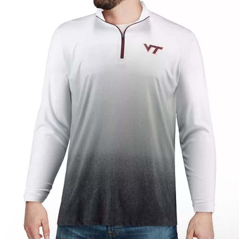 Virginia Tech Hokies 1/4 Zip Pullover Size Large Sweatshirt.  Gray & White. EUC